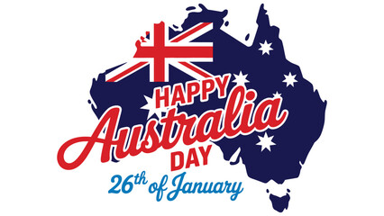 Happy Australia Day 26th of January patriotic vector illustration with australia map flag design and festive celebration typography © Mushtaq