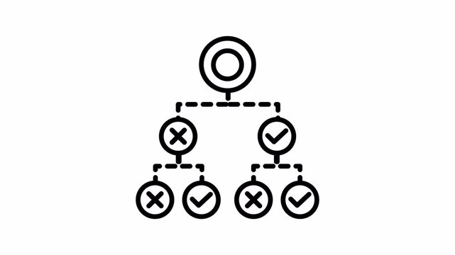 Decision Tree Icon Animation Seamless Loop 4K Transparent Background