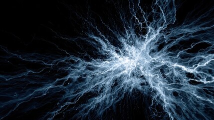 Electric currents move through space creating patterns that resemble cosmic energy in black background