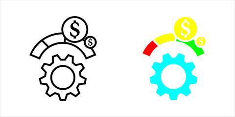 Business Process Automation and Finance Line Icon set. Line icon representing business process automation with finance and system optimization elements. Ideal for workflow, management, fintech,