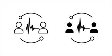 Communication and Relationship Pulse Line Icon set.Minimal line icon representing communication, interaction, and relationship connection with pulse signal. Ideal for customer service, teamwork, 