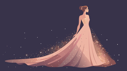 Elegant Woman in Flowing Pink Ballgown