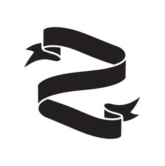 Fototapeta premium Three-Tiered Flowing Ribbon Banner Silhouette, Minimalist Black Scroll Template for Vintage Logos, Wedding Invitations, and Graphic Label Design