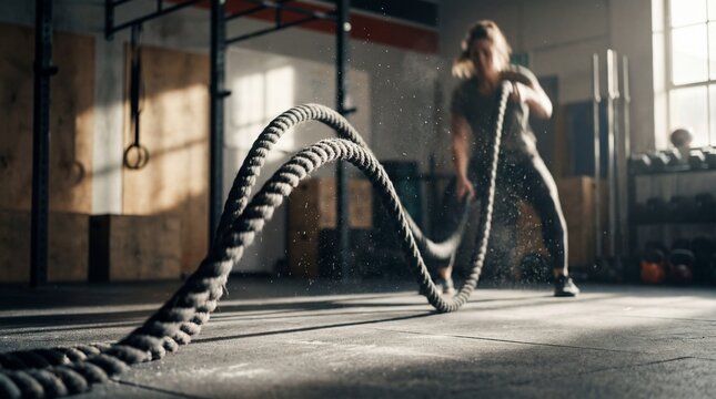 Battle Ropes High Intensity Interval Training | Motion Blur Gym Action & Cardio Workout | Dynamic CrossFit Athlete Concept