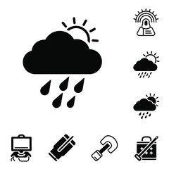 Weather forecast meteorology and environmental climate icons set in solid black style