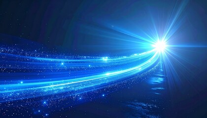 Blue ray light moving, light flare - 3d rendering