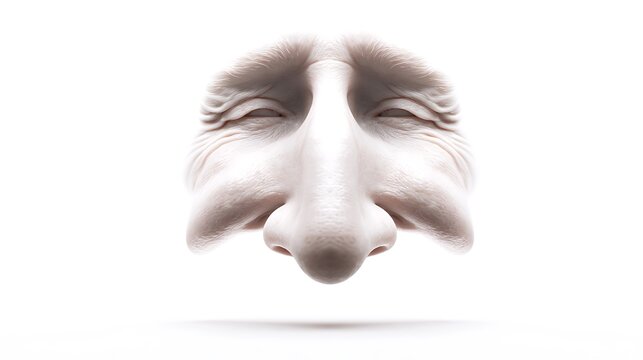 A face squished by invisible glamour isolated on the white background 