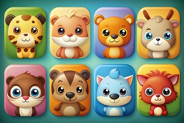 Cute cartoon animals for kids and children