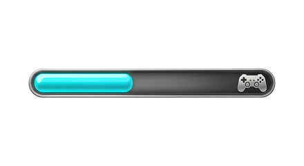 A teal progress bar icon with a white outline isolated on transparent background