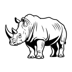 Obraz premium Majestic rhino stance isolated on white background, illustration