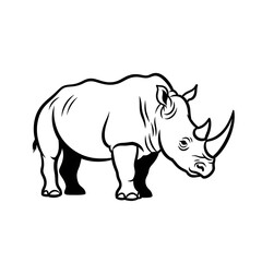 Obraz premium Illustrated rhino isolated on white background, illustration