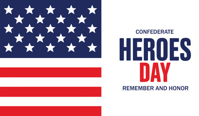 Confederate heroes day remembrance typography design with stars and stripes pattern for historical observance memorial and american history concept © Mushtaq
