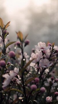 Morgentau auf frischen Bl&uuml;ten, sanfte Kamerafahrt