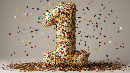 20251230110522list 48 Stylized 3D number one with glossy surface pure white backdrop colorful rim light soft floating dust playful mood creative tone close-up perspective, Realistic Photo
