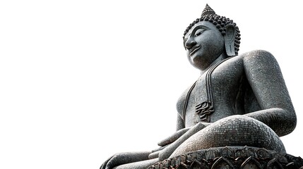 A giant statue of buddha from Thailand isolated on the white background 