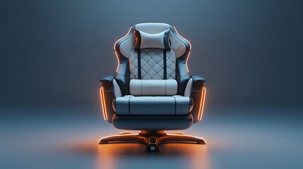 Futuristic ergonomic gaming chair with neon lights high resolution image