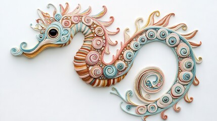 Intricate Quilling Seahorse Art - Marine Fantasy Craft