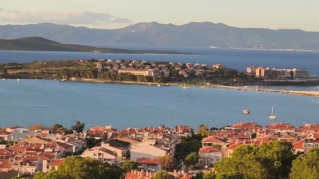 Panoramic view of the Aegean's charming town of Ayvalık over Cennet hill.