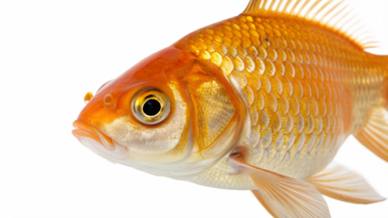 Goldfish swimming in water showing detailed features and bright colors in a close view during daylight