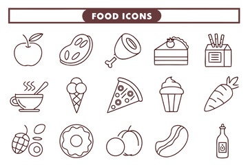 Vector illustration of a food and drink icons set featuring a vintage doodle collection of pizza, ice cream, meat, and bread sketches for restaurant kitchen design