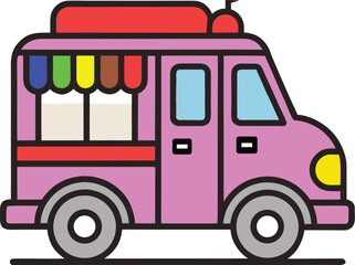 Retro vintage ice cream truck vector for traditional summer dessert business