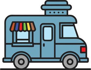 Eco-friendly electric ice cream van with green energy leaf symbol vector