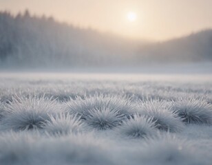Una luce invernale risalta i cristalli di brina di questa erba congelata, in un pomeriggio d'inverno