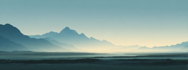 Fototapeta premium Serene Abstract Landscape with Layers of Fog and Desaturated Tones in a Mystical Mountain Range