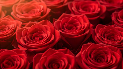 Naklejka premium Close-up view of vibrant red roses with detailed petals showcasing natural beauty and elegance perfect for floral themes and romantic occasions