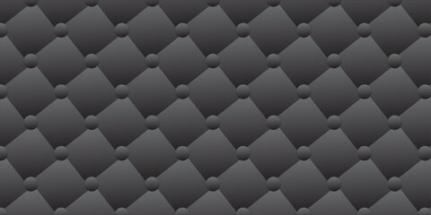 Fototapeta premium Seamless dark gray tufted upholstery texture with diamond pattern and button accents 
