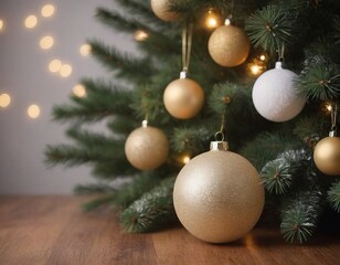 Pallien bianche e dorate su un albero di natale