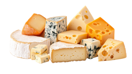 Assorted Cheese Collection on Transparent Background