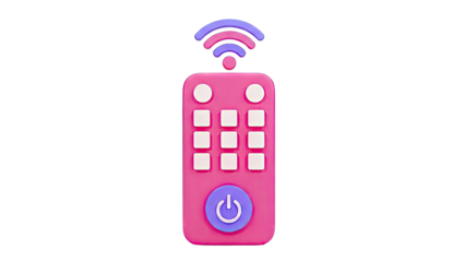Pink Remote Control with Wifi Signal Isolated on White