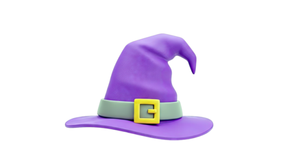 Purple Witch Hat Isolated on White Background