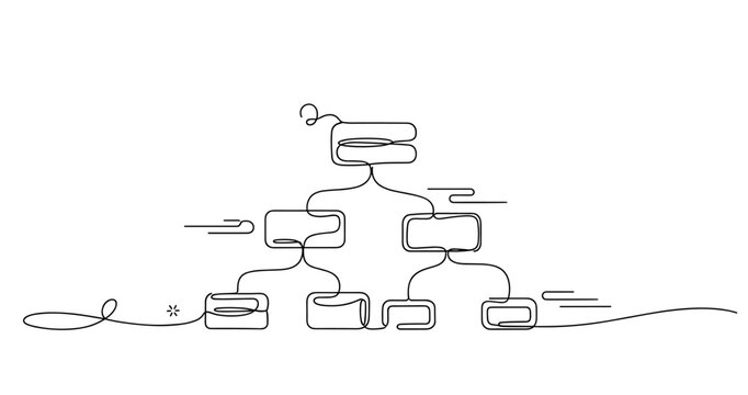 Abstract organizational chart with flowing line design, no editable stroke