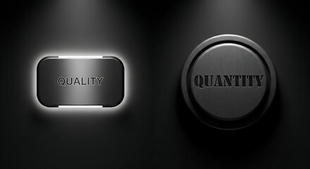 Quality versus quantity concept with contrasting buttons