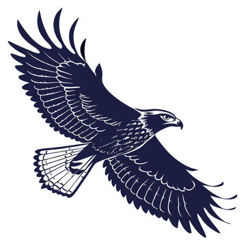 A striking illustration of a majestic eagle in flight depicted with detailed wings and a powerful focused gaze