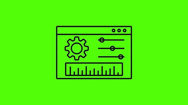Browser Window Settings Sliders Interface Config Icon Animation On Green Screen Background