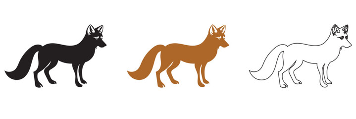Obraz premium Fox Silhouette Vector. Stylized fox silhouette in side view, minimal vector illustration isolated on white background for logo, tattoo, and wildlife design use.