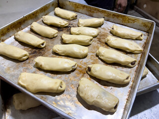 Preparing Bread Dough with Chocolate Filling