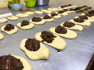 Preparing Dough with Chocolate Filling