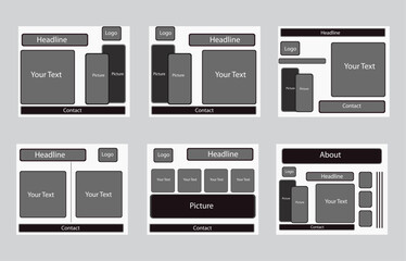 6 Clean Square Social Media Post and Carousel Layout Wireframes