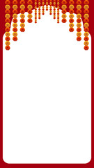 Hanging marigold flowers hindu festive frame mobile design element