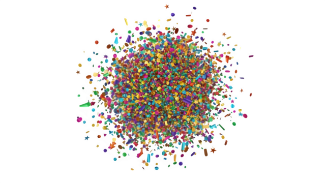 Explosion of colorful confetti pieces forming a dense cluster, isolated on a pure transparent background, perfect for celebration and party themes - Powered by Adobe
