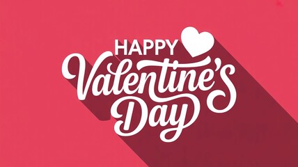 Elegant white calligraphy text happy valentines day with a heart symbol on a vibrant pink background