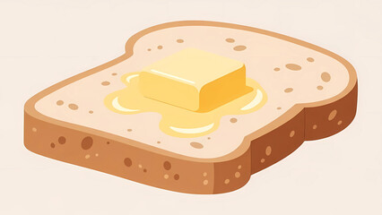 Toasted Bread Slice with Melting Butter Pat Illustration