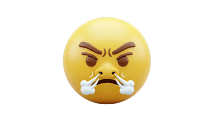 Angry Emoji with Steam - Isolated on White