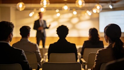 Professional Corporate Seminar with Business Presentation and Audience
