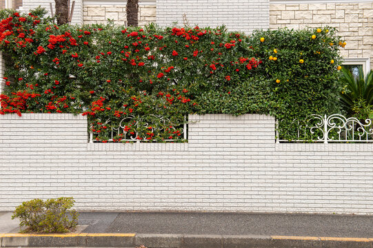 street wall background ,Industrial background, empty grunge urban street with warehouse brick wall