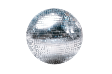 Shiny disco ball reflecting light in a simple background during a party or event